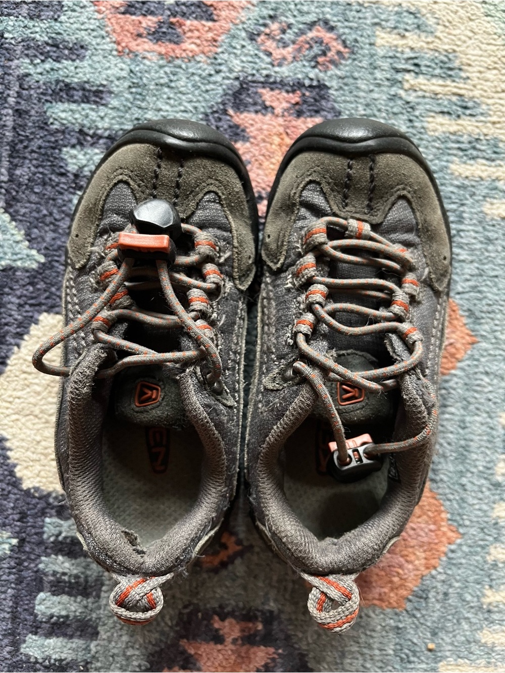 Toddler Keens - Gray and Orange Outdoor Slip-On Shoes